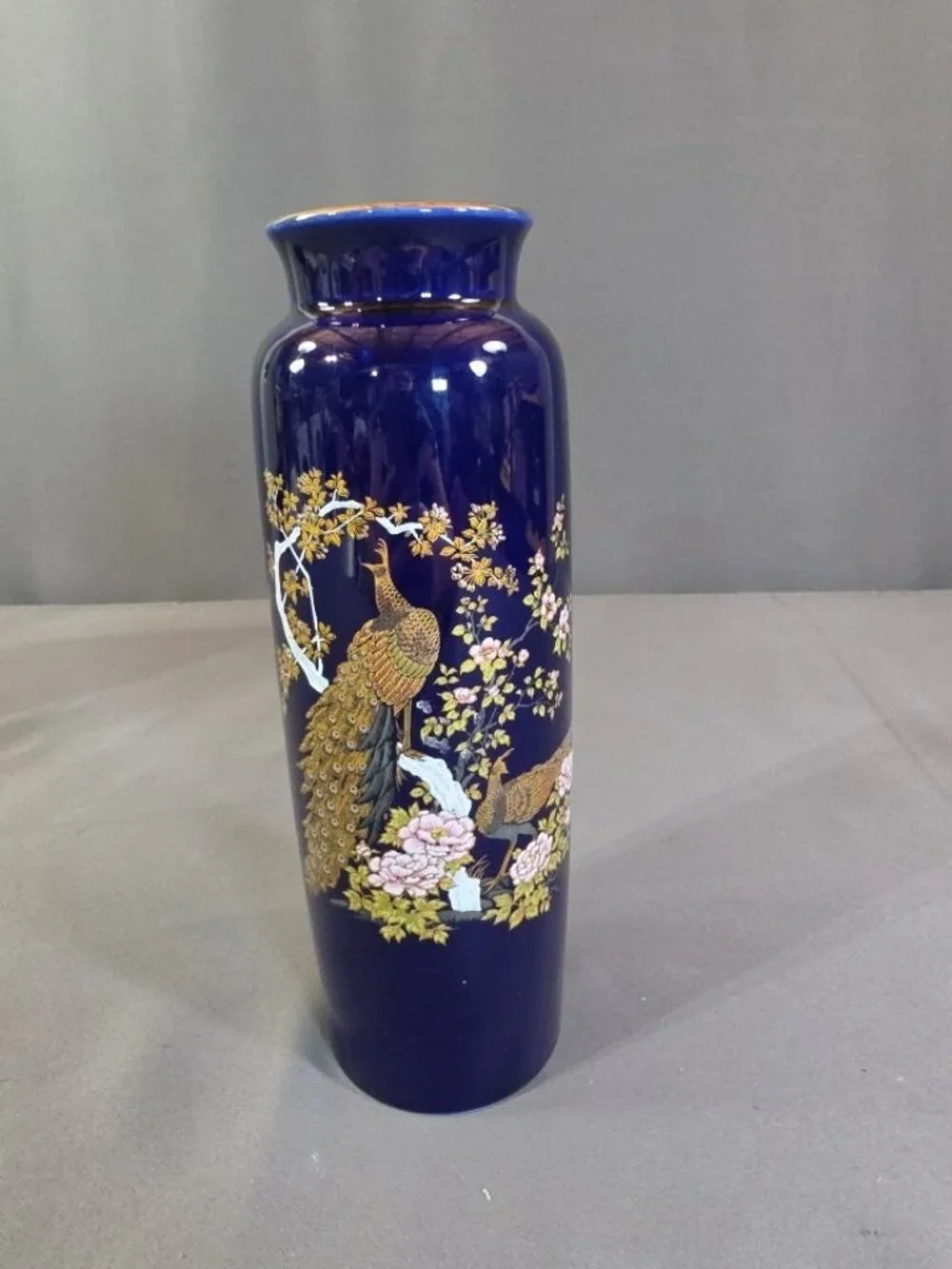 Vintage Japanese Porcelain Vase Hand Painted, 10” T